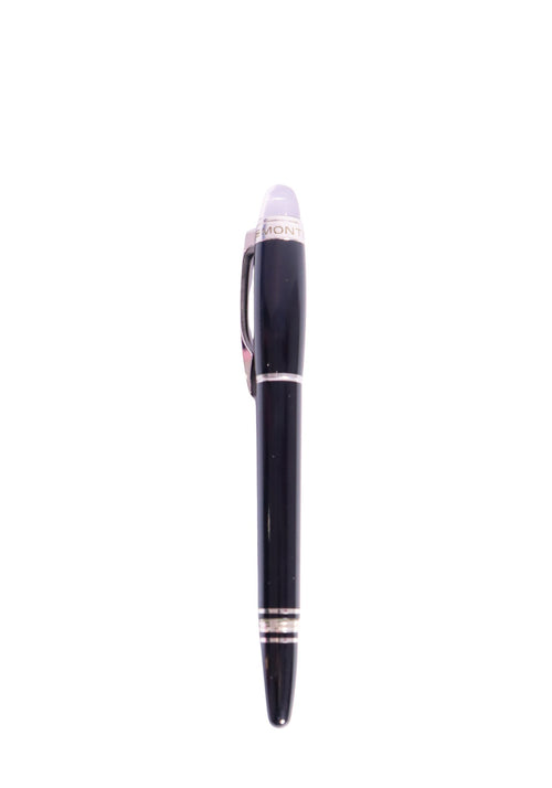 Montblanc Meisterstück Classique black resin ballpoint pen with platinum-coated trim and iconic white star emblem.