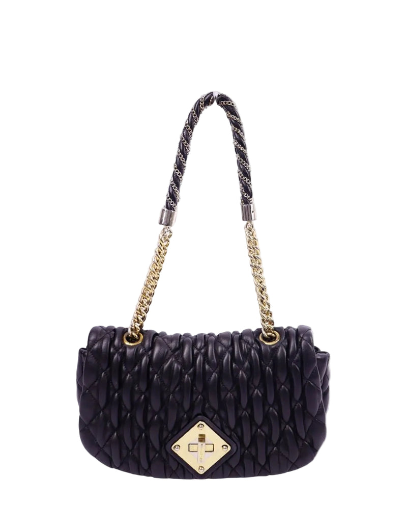 Moschino black quilted leather shoulder bag with gold chain strap