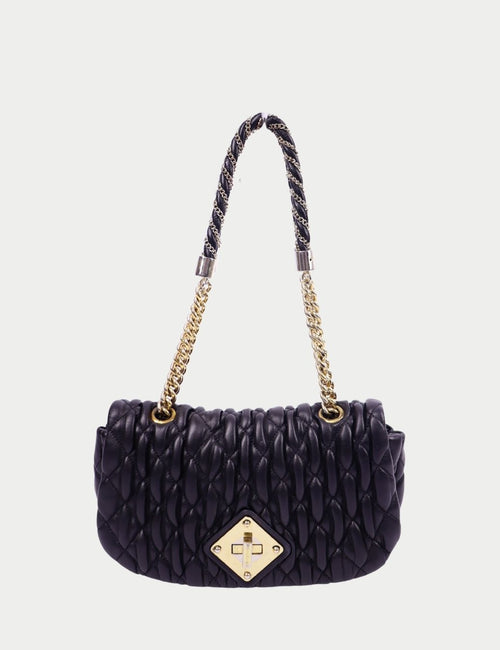 Moschino black quilted leather shoulder bag with gold chain strap