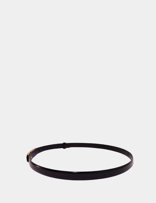Moschino black patent leather logo skinny belt