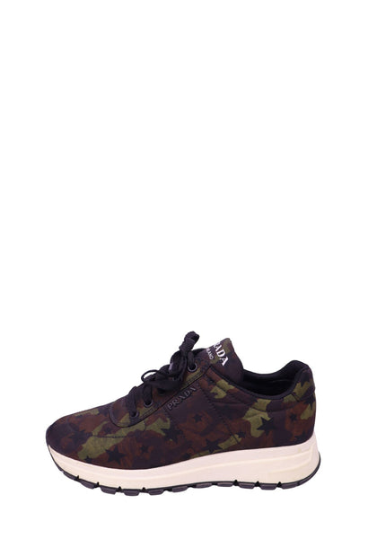 Prada camouflage sneakers with star print and platform sole