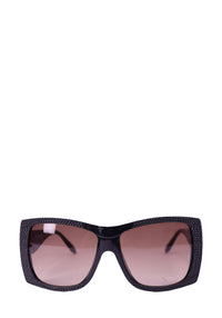Roberto Cavalli oversized black square sunglasses with embellished frames, gradient lenses