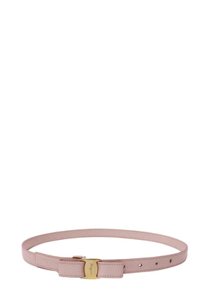 Salvatore Ferragamo baby pink leather bow belt with gold-tone logo hardware