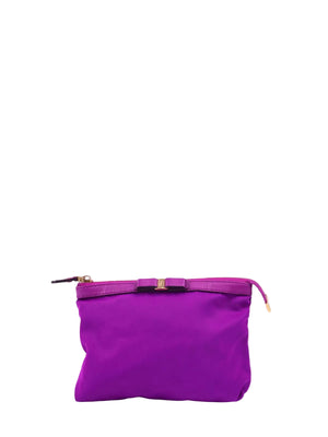 Salvatore Ferragamo purple satin cosmetic pouch with Vara bow detail