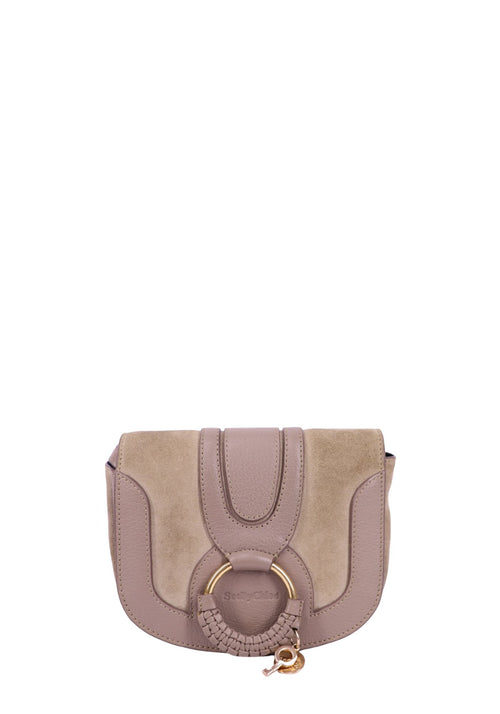 See by Chloé Hana suede and leather crossbody bag with gold ring detail
