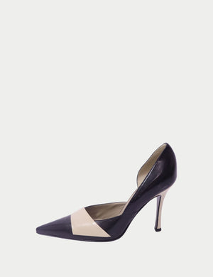 Sergio Rossi black and beige leather pointed-toe pumps