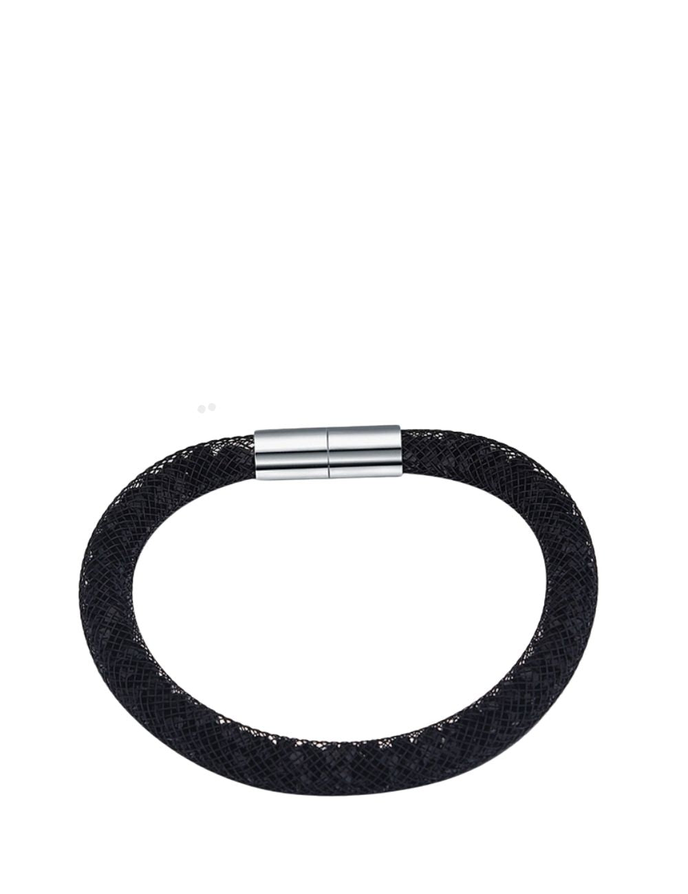 Add a touch of sparkle to your everyday style with this Swarovski black crystal bracelet. Designed with a soft mesh tube filled with shimmering Swarovski crystals, it delivers a refined elegance that effortlessly catches the light. The bracelet is finishe