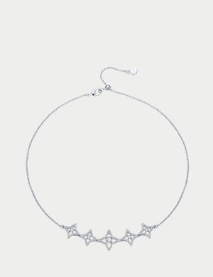 Swarovski Dance Star necklace with five crystal star motifs and rhodium-plated chain

