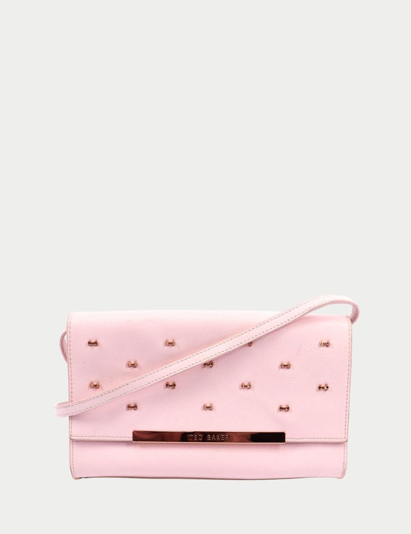 Ted Baker baby pink crossbody bag with bow stud details
