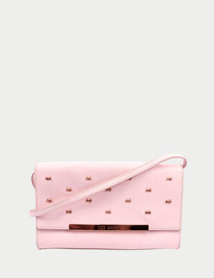 Ted Baker baby pink crossbody bag with bow stud details