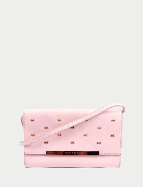 Ted Baker baby pink crossbody bag with bow stud details