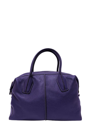Tod’s purple pebbled leather top handle bag with dual leather handles