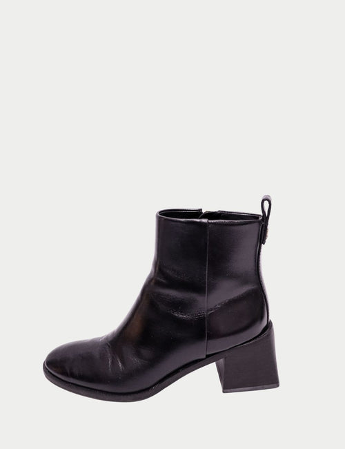 Tory Burch black leather ankle boots with block heel
