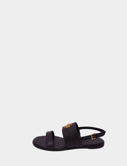 Tory Burch black leather logo sandals