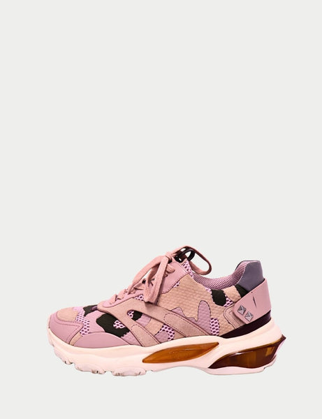 Valentino Garavani pink camo Bounce sneakers with Rockstud heel and chunky sole