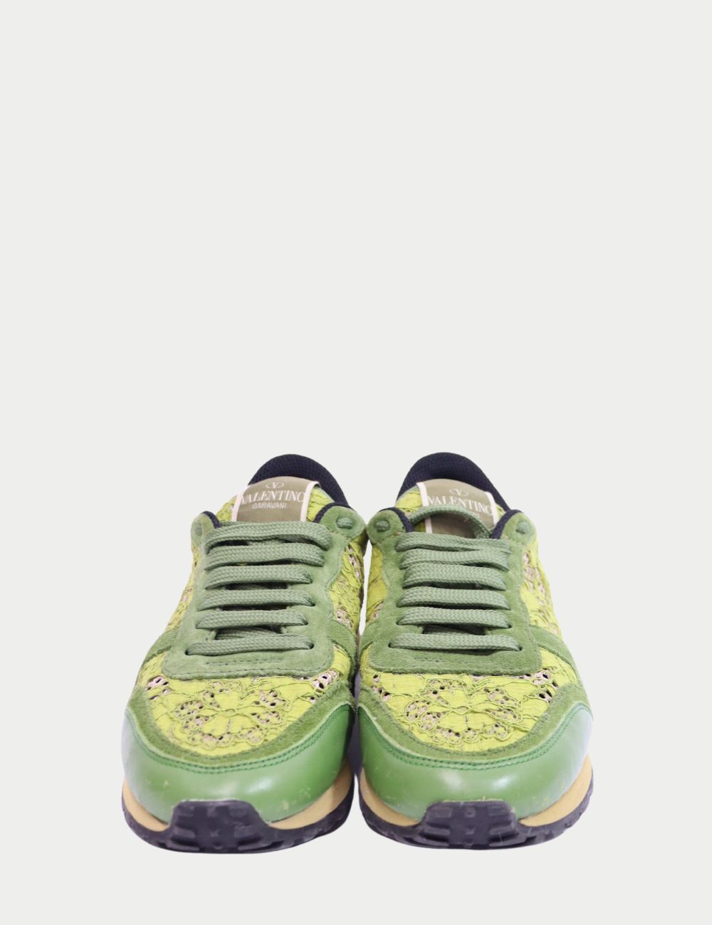 Valentino Garavani Multi-Print Rockrunner Sneakers
Bold and unmistakably luxe, these Valentino Garavani Rockrunner sneakers blend multiple textures and prints in a statement-making silhouette. Featuring a mix of green suede, floral lace mesh, olive canvas Valentino Garavani Multi-Print Rockrunner Sneakers
Bold and unmistakably luxe, these Valentino Garavani Rockrunner sneakers blend multiple textures and prints in a statement-making silhouette. Featuring a mix of green suede, floral lace mesh, olive canvas