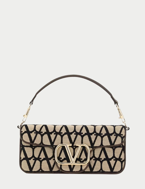 Valentino VLogo monogram fabric shoulder bag with gold hardware – luxury designer handbag

