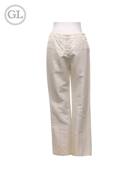 "Valentino white wide-leg trousers with high-rise waist and seam detail"

