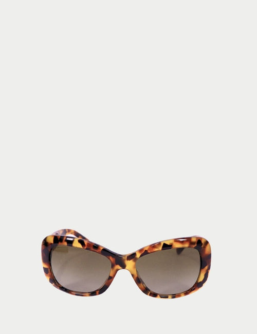 Versace oversized tortoiseshell sunglasses with thick square frame and brown gradient lenses