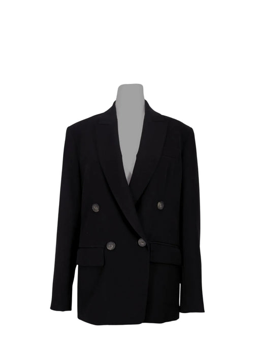Vince black double-breasted tailored blazer with structured fit and front buttons