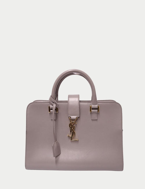 Saint Laurent grey Cabas leather tote with gold YSL logo