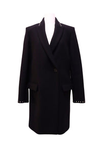 Zadig & Voltaire black long blazer with silver-tone studded collar and cuffs