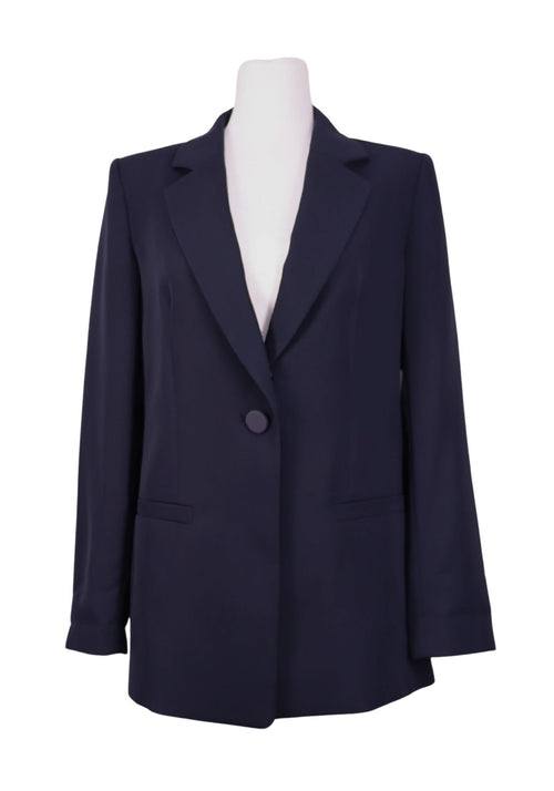Armani Exchange navy tailored blazer with single button and notched lapels