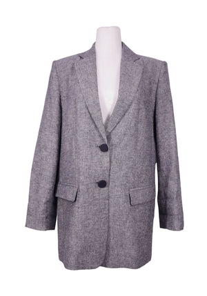 Armani Exchange grey tailored blazer with two-button closure and notched lapels