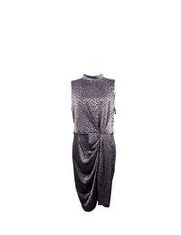 Calvin Klein metallic leopard print sleeveless cocktail dress with draped waist