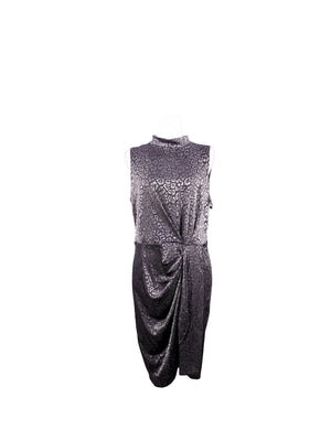 Calvin Klein metallic leopard print sleeveless cocktail dress with draped waist