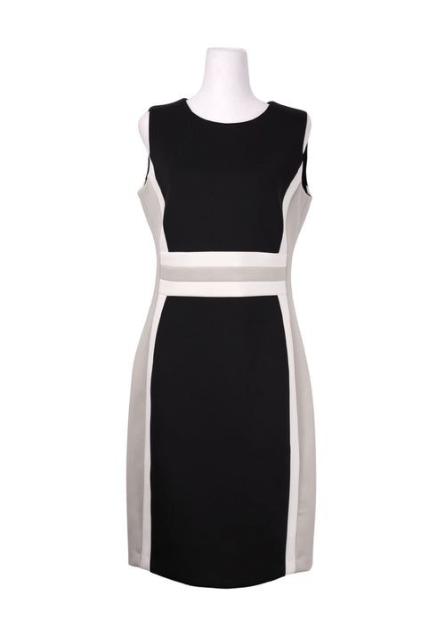 Calvin Klein black and white sleeveless colorblock sheath dress