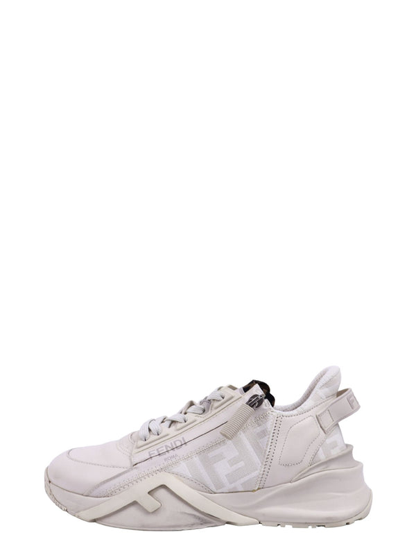 Fendi Flow white leather and mesh sneakers with FF logo detailing and chunky sculpted rubber soles.