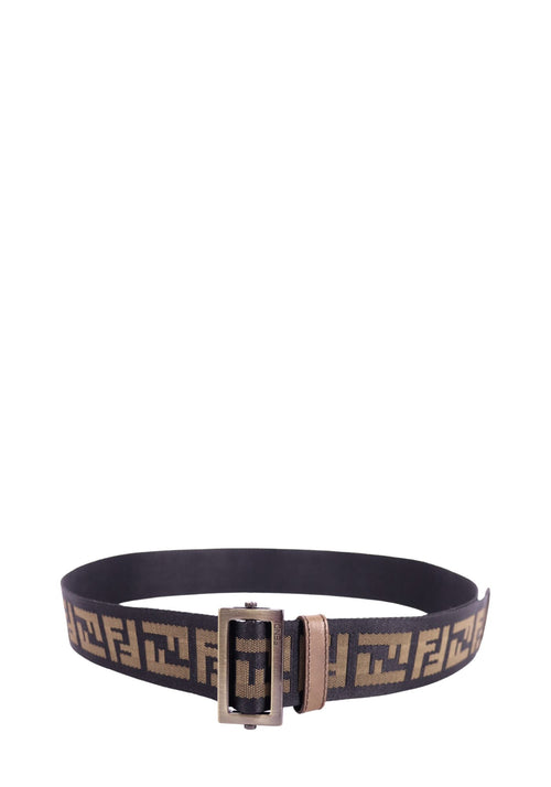 Fendi Zucca logo canvas belt brown and black