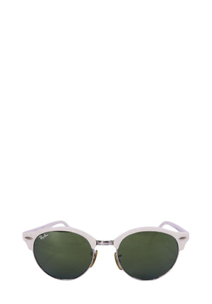 Ray-Ban round sunglasses white frame green lenses