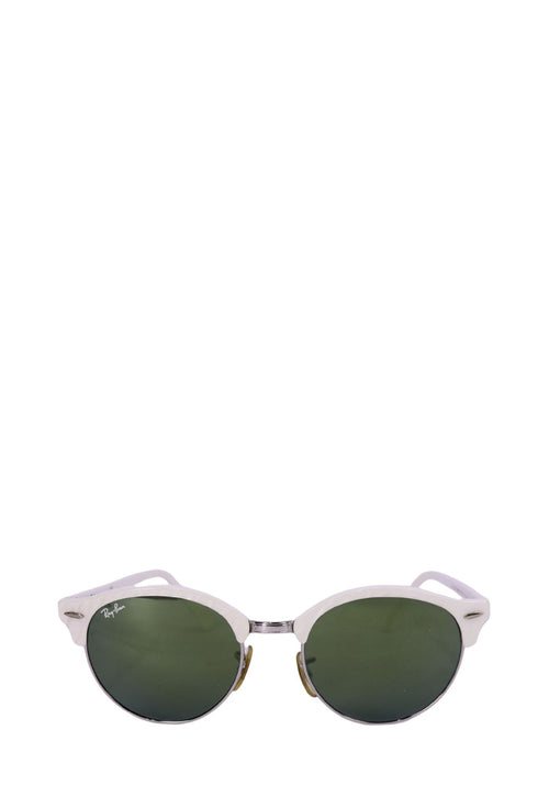 Ray-Ban round sunglasses white frame green lenses