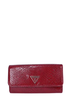 Guess red embossed wallet logo plaque 