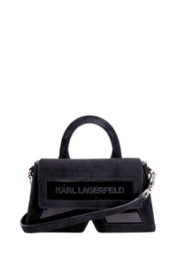 Karl Lagerfeld black top handle crossbody bag with front logo detail and detachable strap