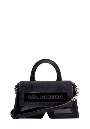 Karl Lagerfeld black top handle crossbody bag with front logo detail and detachable strap