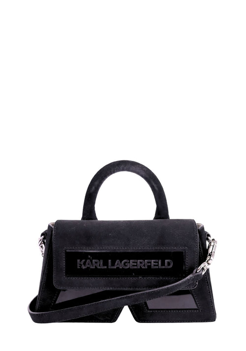 Karl Lagerfeld black top handle crossbody bag with front logo detail and detachable strap