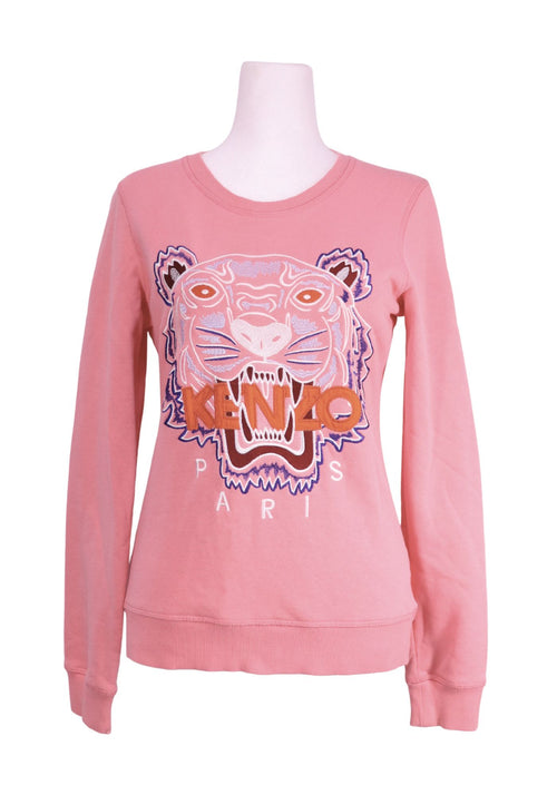 Kenzo Kids pink sweatshirt with embroidered tiger logo and crewneck design