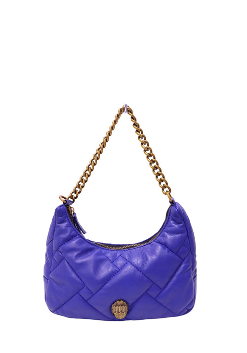 Kurt Geiger London cobalt blue quilted leather shoulder bag with antiqued gold chain and eagle-head detail