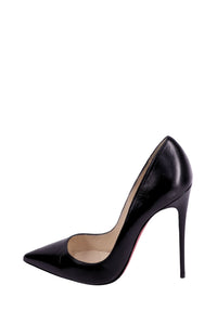 Christian Louboutin black leather pointed toe pumps with stiletto heel and signature red sole