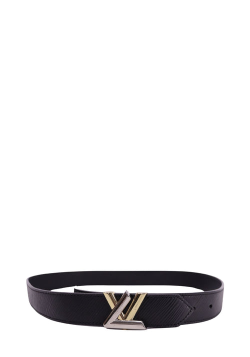 Louis Vuitton black Epi leather belt with LV Twist buckle