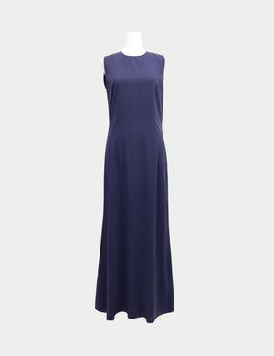 Maison Margiela navy blue satin slip dress with sleeveless minimalist silhouette

