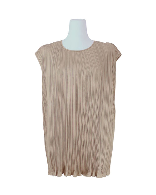 Max Mara pleated Taupe top relaxed fit sleeveless blouse