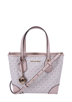 Michael Kors MK monogram tote bag pink trim 