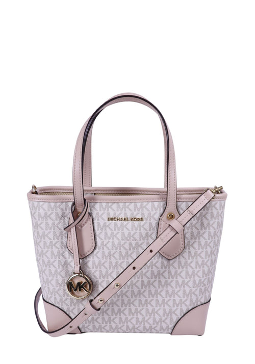 Michael Kors MK monogram tote bag pink trim 