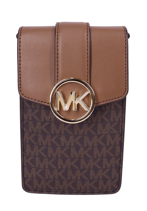 Michael Kors brown MK logo smartphone crossbody bag 