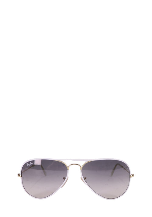 Ray-Ban aviator sunglasses white frame gradient lenses