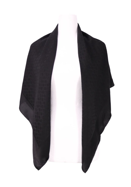 Salvatore Ferragamo black silk scarf with tonal Gancini monogram pattern